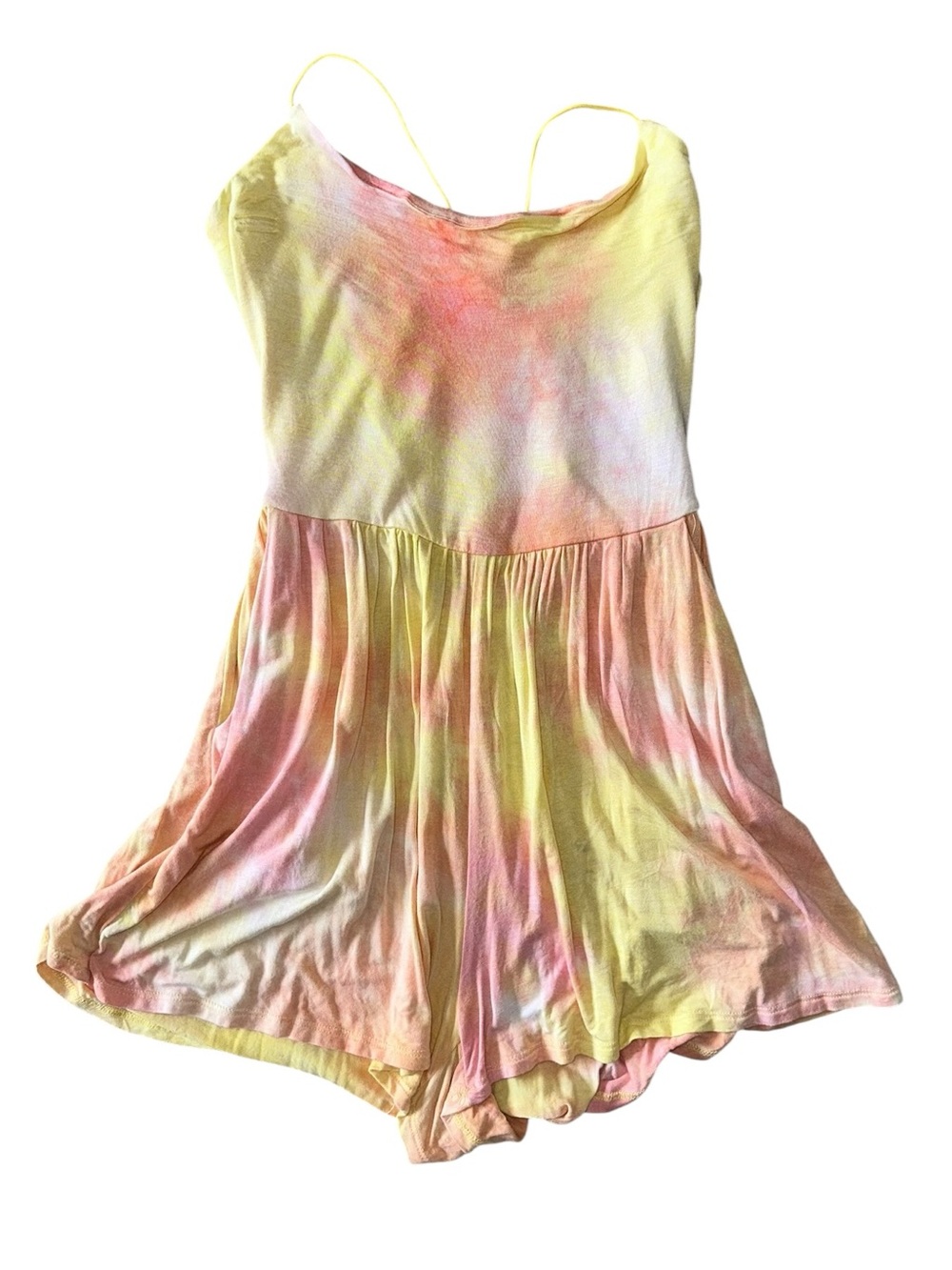 Heart Hips Yellow Pink Orange Tie-Dye Romper